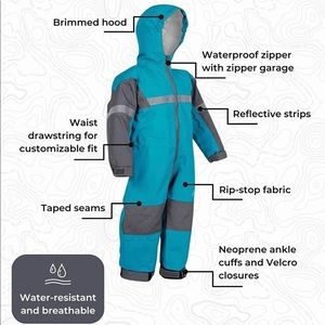 Oaki rain suit 12 months celestial blue